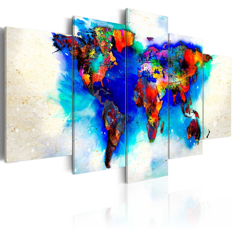 ARTGEIST verdenskort, 5-delt - All colors of the world - Flere st�rrelser