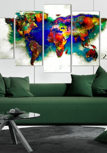 ARTGEIST verdenskort, 5-delt - Green planet - Flere st�rrelser