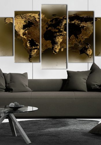 ARTGEIST verdenskort, 5-delt - Brass continents - Flere st�rrelser