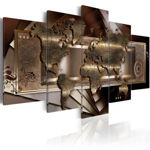 ARTGEIST verdenskort, 5-delt - Chestnut map - Flere st�rrelser