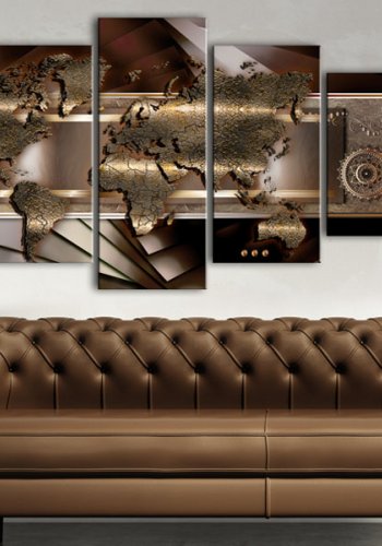 ARTGEIST verdenskort, 5-delt - Chestnut map - Flere st�rrelser