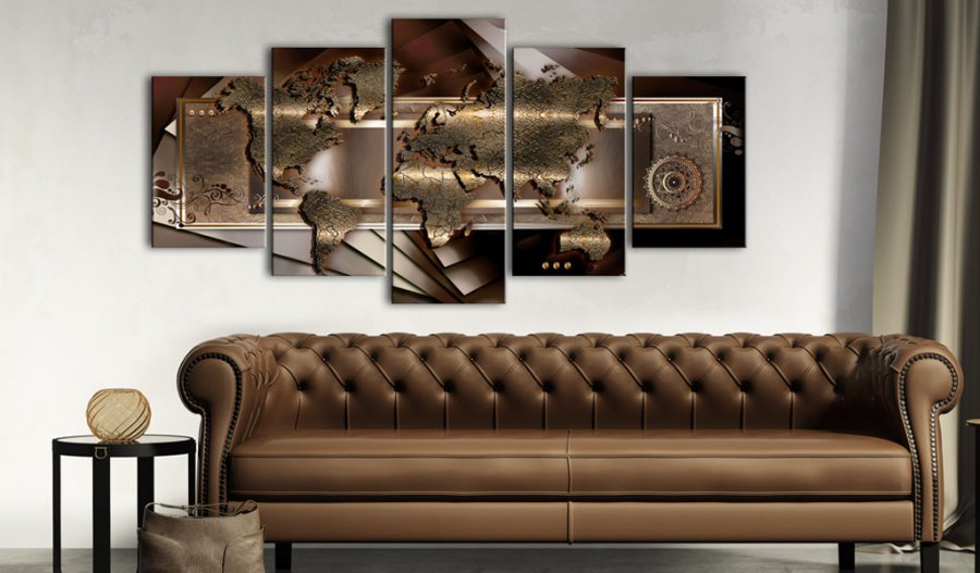 ARTGEIST verdenskort, 5-delt - Chestnut map - Flere st�rrelser