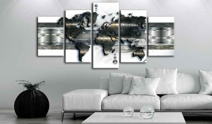 ARTGEIST verdenskort, 5-delt - Metal World Map - Flere st�rrelser
