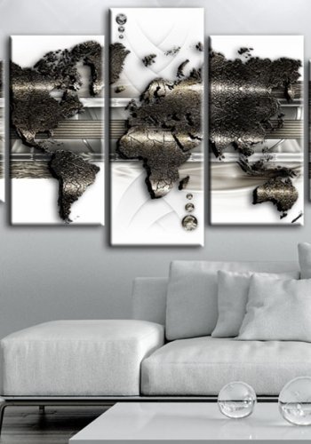 ARTGEIST verdenskort, 5-delt - Metal World Map II - Flere strrelser