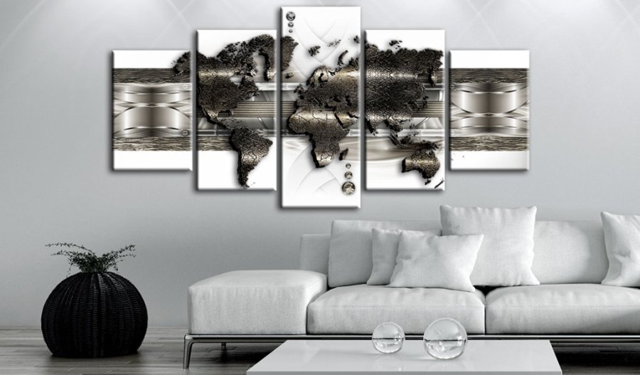 ARTGEIST verdenskort, 5-delt - Metal World Map II - Flere strrelser