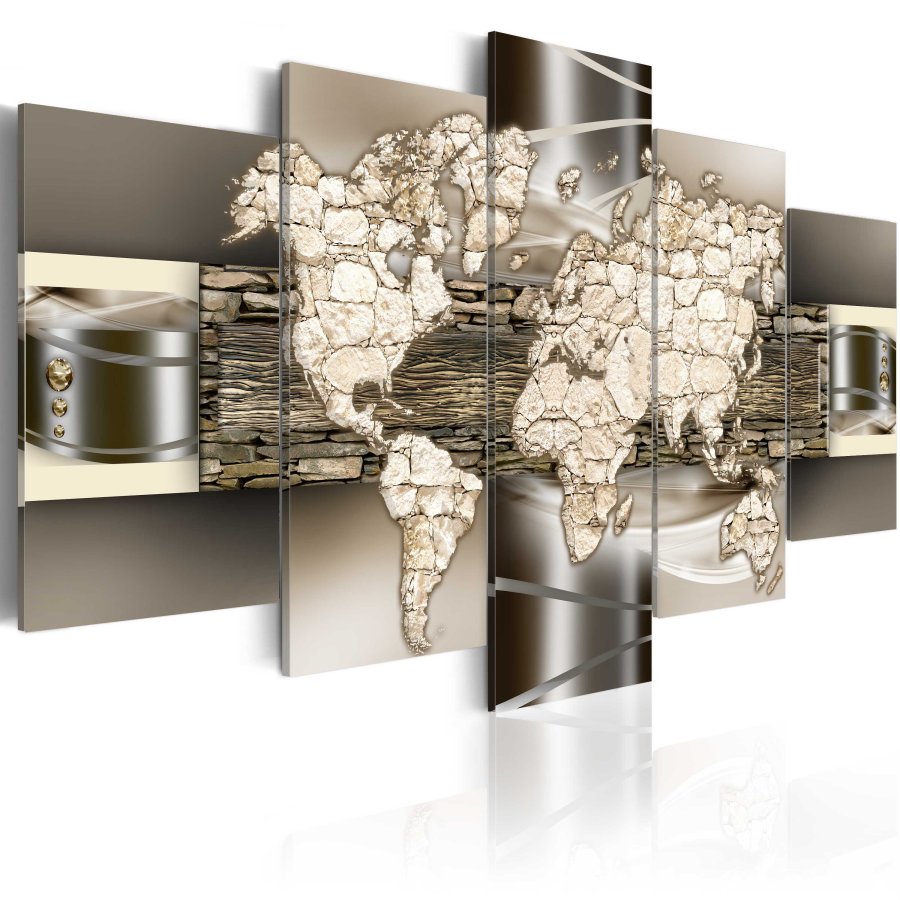 ARTGEIST verdenskort, 5-delt - Stone world - Flere st�rrelser