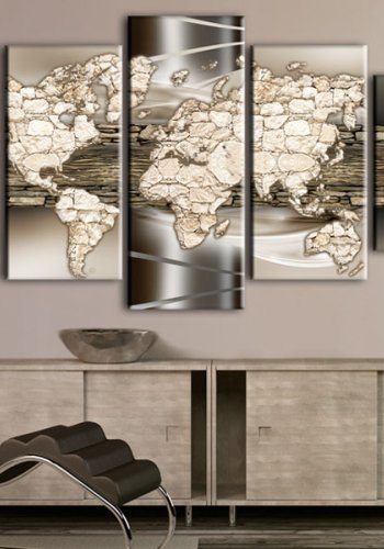 ARTGEIST verdenskort, 5-delt - Stone world - Flere st�rrelser