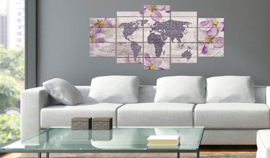 ARTGEIST verdenskort, 5-delt - Romantic World Map - Flere st�rrelser