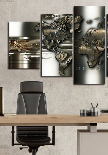 ARTGEIST verdenskort, 5-delt - Magnum opus - Flere st�rrelser