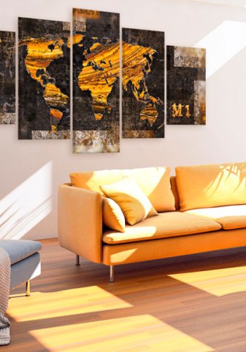 ARTGEIST verdenskort, 5-delt - Golden Paths - Flere st�rrelser