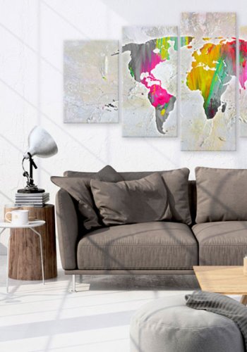 ARTGEIST verdenskort, 5-delt - Illustration of the World - Flere st�rrelser