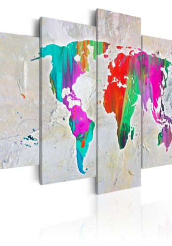 ARTGEIST verdenskort, 5-delt - Colourful Planet - Flere st�rrelser