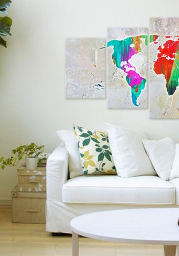 ARTGEIST verdenskort, 5-delt - Colourful Planet - Flere st�rrelser