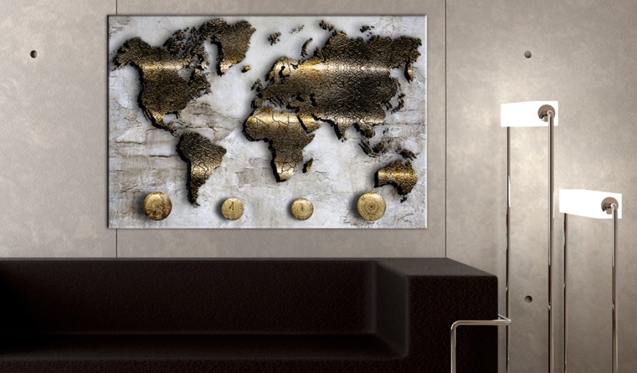 ARTGEIST Golden Journey - Verdenskort med gylden messing finish - Flere st�rrelser