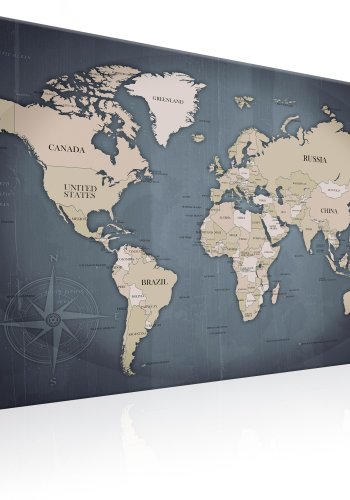 ARTGEIST World Map: Shades of Grey - Klassisk verdenskort trykt p� l�rred - Flere st�rrelser