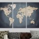 ARTGEIST Anthracitic World - Klassisk verdenskort trykt p� l�rred, 3-delt - Flere st�rrelser