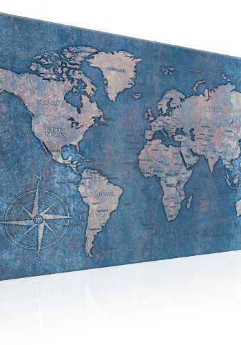 ARTGEIST Sapphire Planet - Verdenskort i bl� oxideret look trykt p� l�rred - Flere st�rrelser