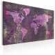 ARTGEIST Amethyst Map - Verdenskort i lilla oxideret look trykt p� l�rred - Flere st�rrelser