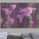 ARTGEIST Amethyst Map - Verdenskort i lilla oxideret look trykt p� l�rred - Flere st�rrelser