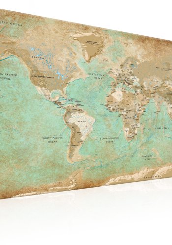ARTGEIST Celadon Journey - Gammelt verdenskort trykt p� l�rred - Flere st�rrelser