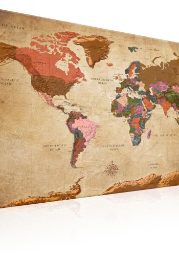 ARTGEIST Brown Elegance - Gammelt verdenskort trykt p� l�rred - Flere st�rrelser
