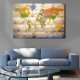 ARTGEIST Map on wood: Colourful Travels - Farverigt klassisk kort trykt p� l�rred - Flere st�rrelser