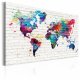ARTGEIST Walls of the World - Farverigt verdenskort i mursten trykt p� l�rred - Flere st�rrelser