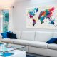 ARTGEIST Walls of the World - Farverigt verdenskort i mursten trykt p� l�rred - Flere st�rrelser