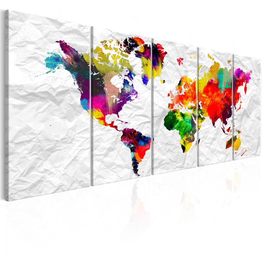 ARTGEIST verdenskort, 5-delt - World on Paper - Flere st�rrelser