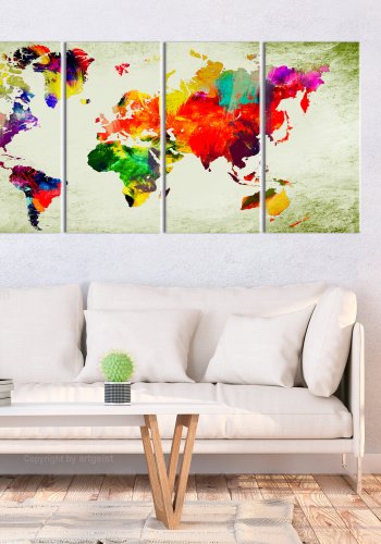 ARTGEIST verdenskort - Colourful Continents - Flere st�rrelser