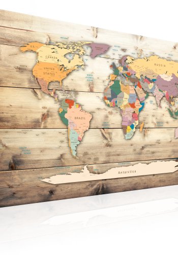 ARTGEIST World Map: Colourful Continents - Klassisk verdenskort trykt p� l�rred - Flere st�rrelser