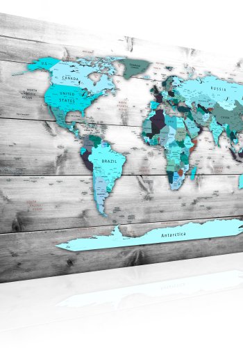 ARTGEIST World Map: Blue World - Klassisk verdenskort i bl� trykt p� l�rred - Flere st�rrelser