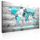 ARTGEIST World Map: Blue World - Klassisk verdenskort i bl� trykt p� l�rred - Flere st�rrelser