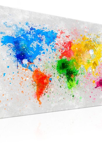 ARTGEIST Expressionism of the World - Farverigt verdenskort trykt p� l�rred - Flere st�rrelser