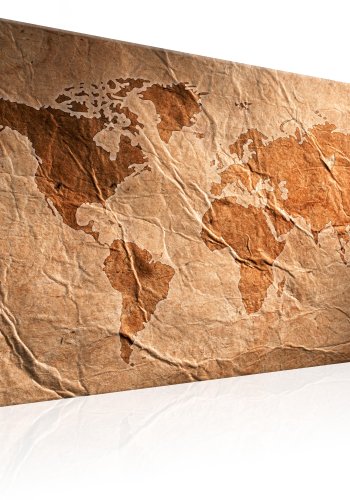 ARTGEIST Paper Map - Verdenskort med gammelt papir look trykt p� l�rred - Flere st�rrelser