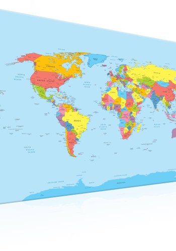 ARTGEIST Rainbow Geography - Traditionelt verdenskort trykt p� l�rred - Flere st�rrelser