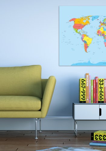 ARTGEIST Rainbow Geography - Traditionelt verdenskort trykt p� l�rred - Flere st�rrelser