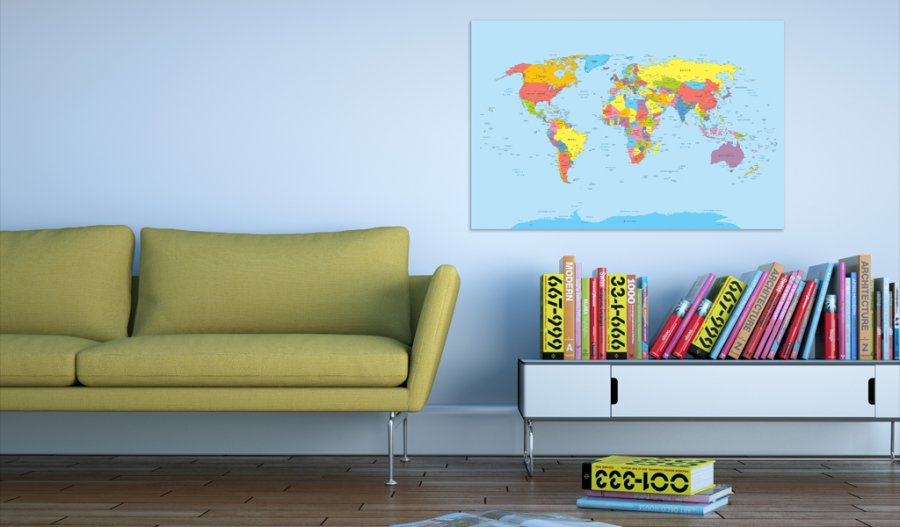 ARTGEIST Rainbow Geography - Traditionelt verdenskort trykt p� l�rred - Flere st�rrelser