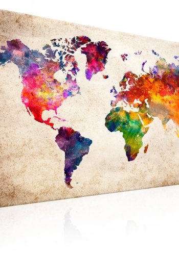 ARTGEIST Colourful Universe  - Farverigt verdenskort trykt p� l�rred - Flere st�rrelser