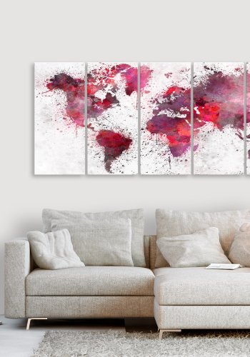 ARTGEIST verdenskort, 5-delt - Bloody Map Narrow - Flere st�rrelser