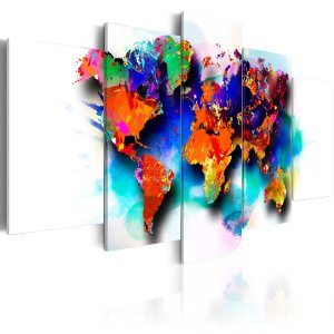 ARTGEIST verdenskort, 5-delt - Picturesque World - Flere st�rrelser