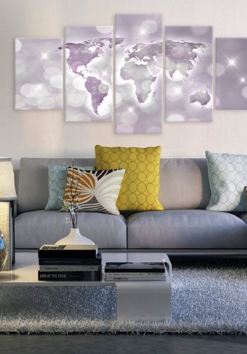 ARTGEIST verdenskort, 5-delt - Amethyst World - Flere st�rrelser