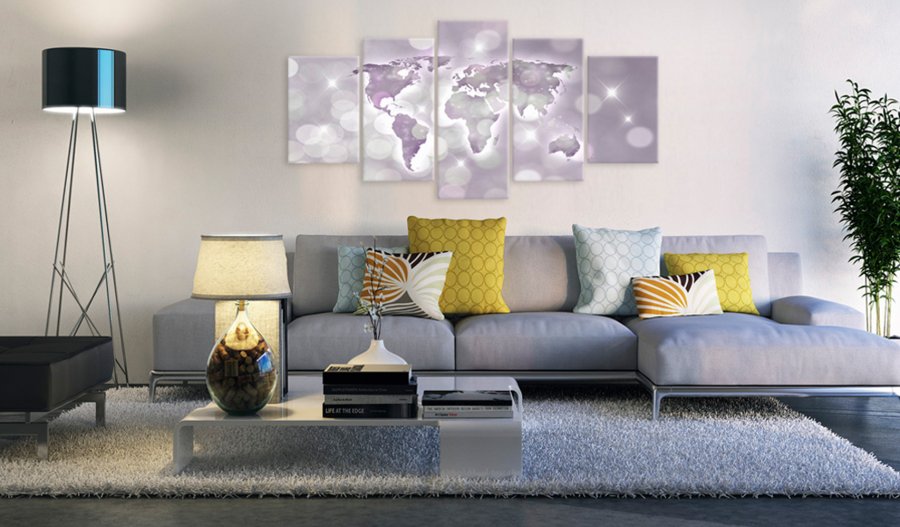 ARTGEIST verdenskort, 5-delt - Amethyst World - Flere st�rrelser