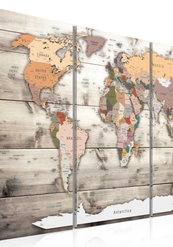 ARTGEIST History of Travel - Klassisk verdenskort trykt p� l�rred, 3-delt - Flere st�rrelser