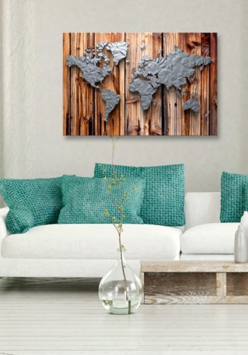 ARTGEIST Borders of Modernity - Verdenskort med moderne touch trykt p� l�rred - Flere st�rrelser