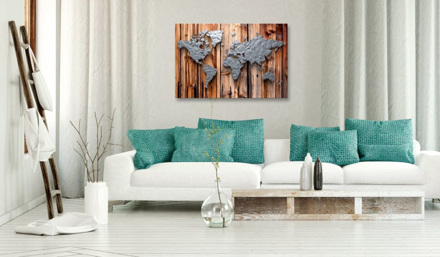 ARTGEIST Borders of Modernity - Verdenskort med moderne touch trykt p� l�rred - Flere st�rrelser