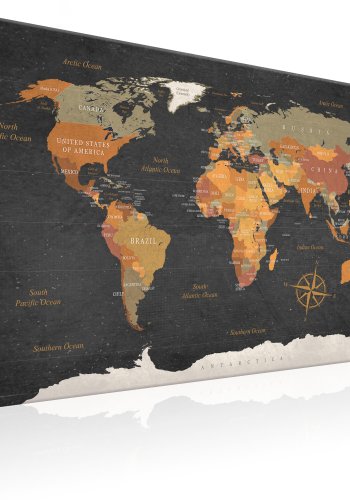 ARTGEIST World Map: Secrets of the Earth - Klassisk verdenskort trykt p� l�rred - Flere St�rrelser