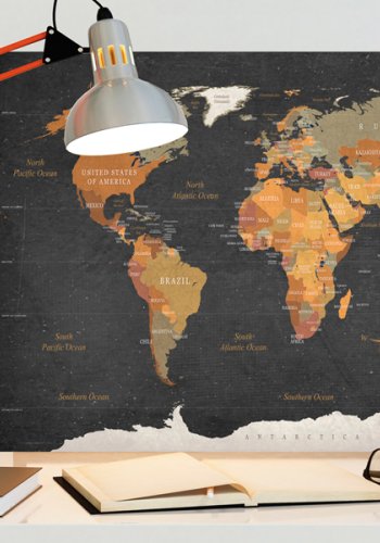 ARTGEIST World Map: Secrets of the Earth - Klassisk verdenskort trykt p� l�rred - Flere St�rrelser