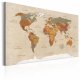 ARTGEIST World Map: Beige Chic - Klassisk verdenskort trykt p� l�rred - Flere st�rrelser