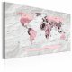 ARTGEIST Pink Continents - Pink verdenskort med sten-effekt trykt p� l�rred - Flere st�rrelser